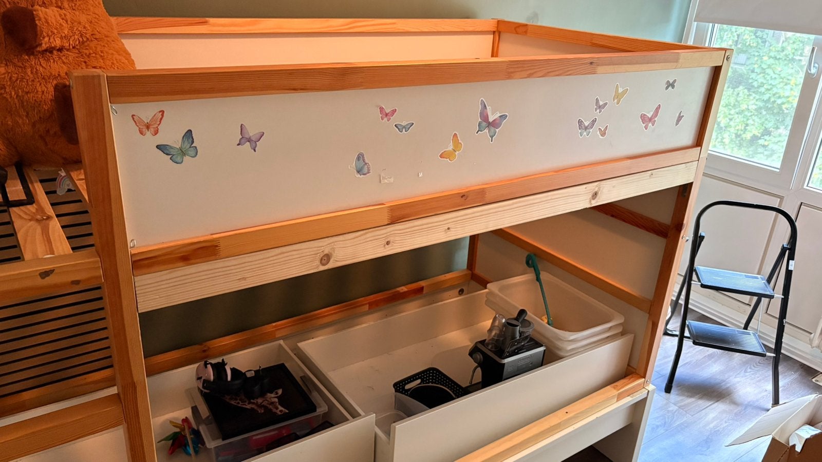 IKEA Kura bed op Malm eenpersoonsbed (verstevigd), Ophalen, Gebruikt, 90 cm, Eenpersoons