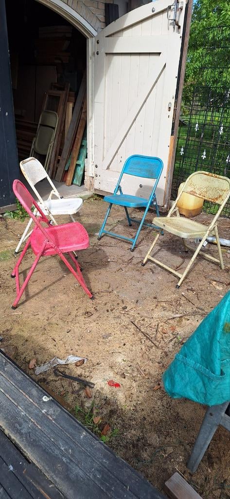 Vintage ijzeren klapstoelen - Set van 4, Ophalen