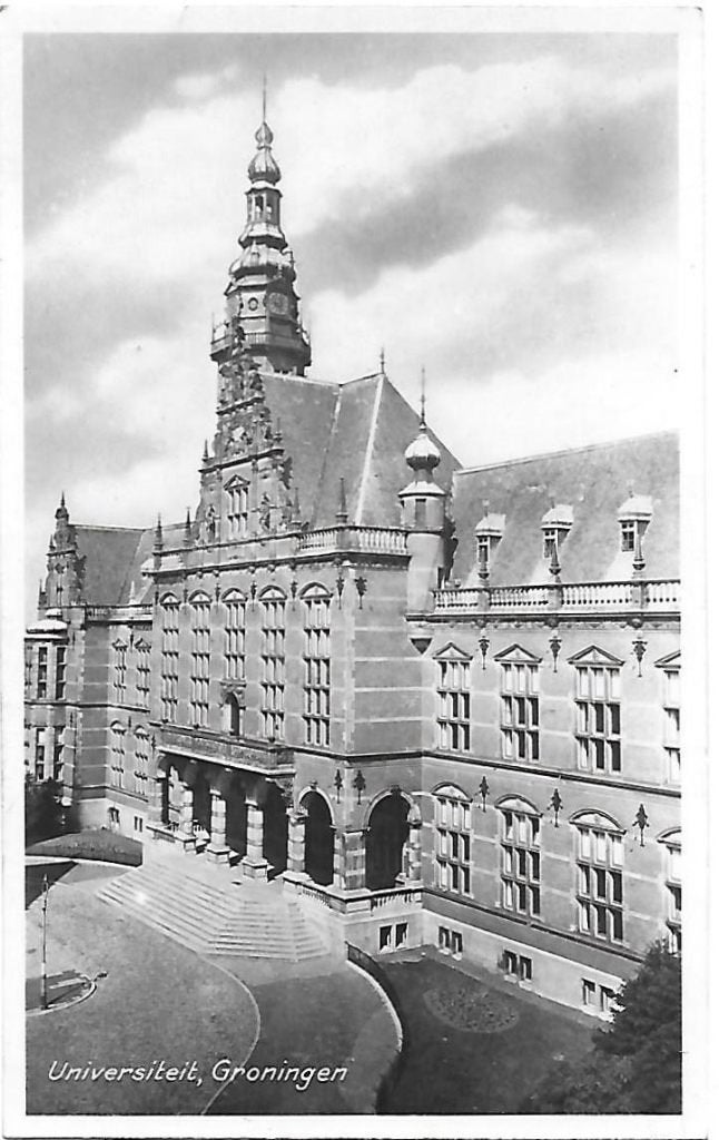 Groningen Universiteit Oude Gelopen Ansichtkaart (A2236 ), Ophalen of Verzenden, 1940 tot 1960, Gelopen, Groningen