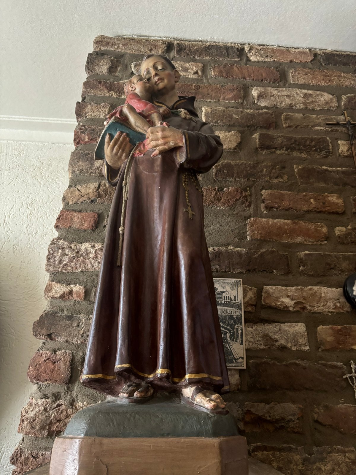 Antiek beeld van Sint Antonius met kindje Jezus, Ophalen of Verzenden