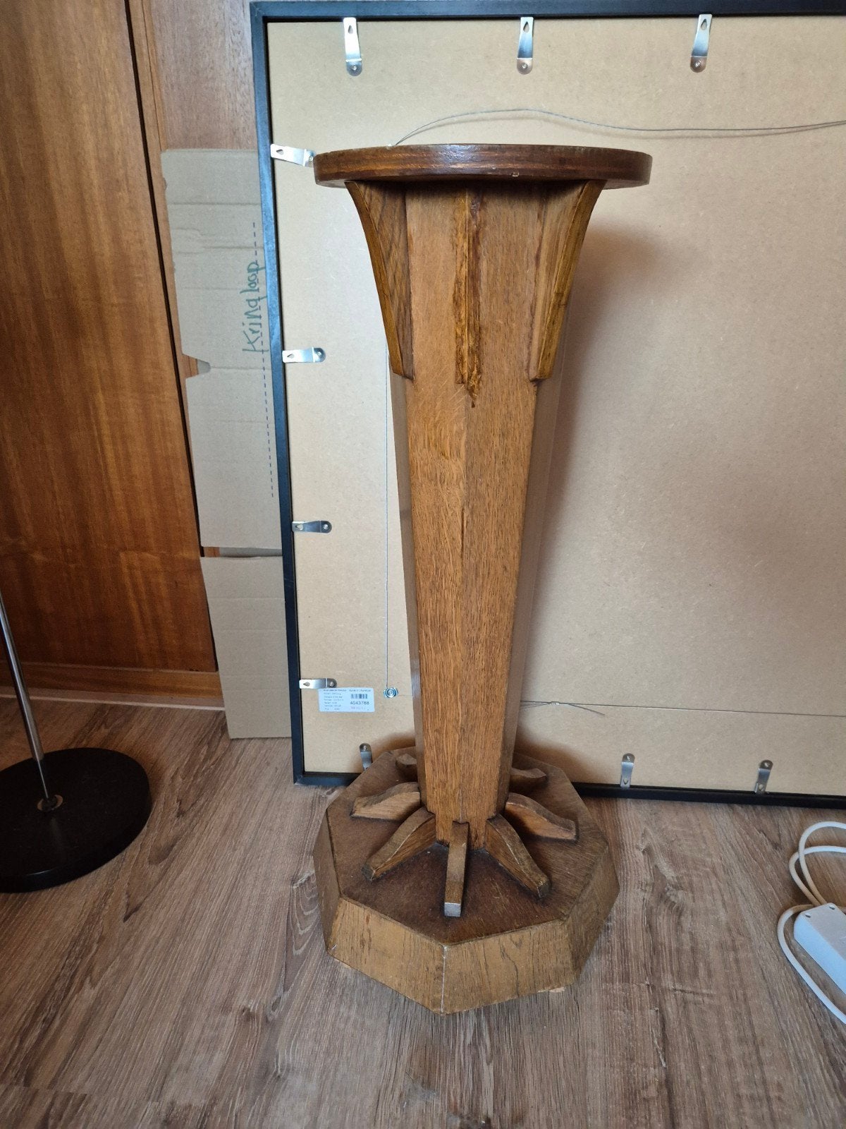 Houten plantenzuil / sokkel - 77cm hoog, Minder dan 55 cm, Gebruikt, Ophalen of Verzenden, Overige vormen