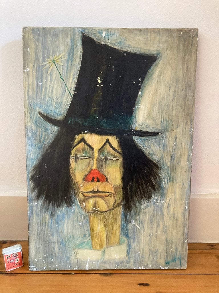 Verlopen clown Au Chapeau hoge zwarte hoed vintage selfie, 50 – 75, Minder dan 50 cm, Gebruikt, Overige typen