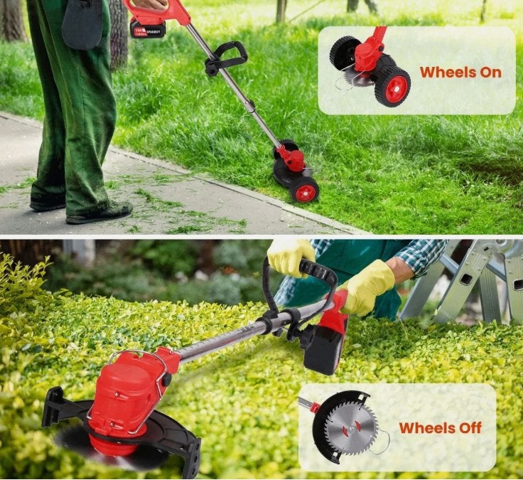 Mutifunctionele accustrimmer 21V Li-on 2 accu messen wielen, Tuin en Terras, Bosmaaiers, Ophalen of Verzenden, Nieuw, 30 tot 50 cm