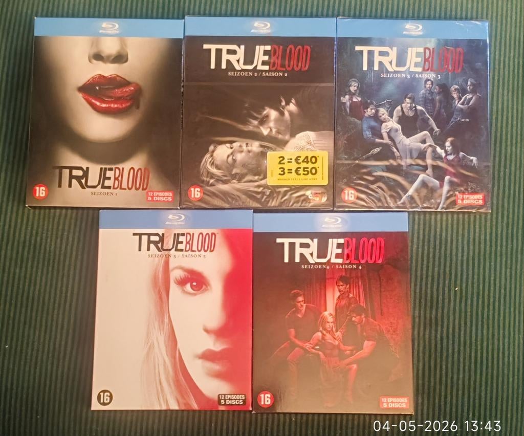 5 seizoenen True Blood op bluray, Ophalen of Verzenden, Zo goed als nieuw, Horror, Boxset