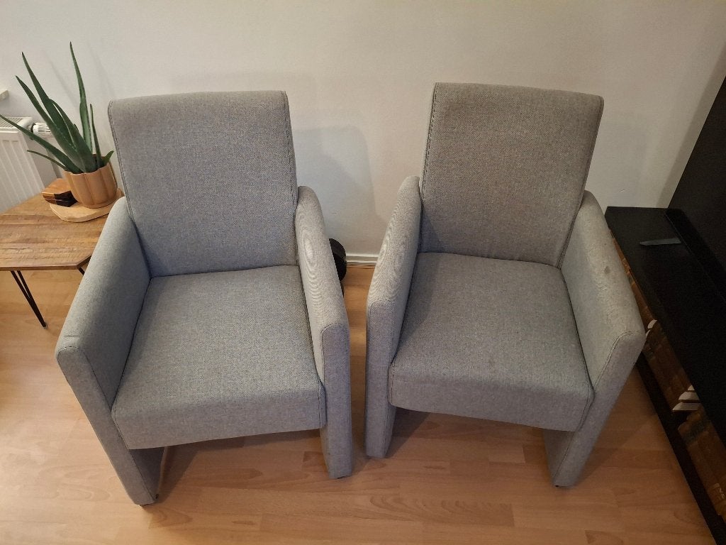 4 grijze Stoelen, Huis en Inrichting, Ophalen, Gebruikt, Vier, Stof