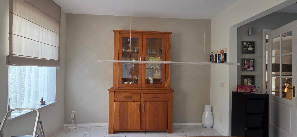 Massief Eiken Buffetkast met Verlichting - Licht Eiken, Ophalen, Gebruikt, 200 cm of meer, Eikenhout