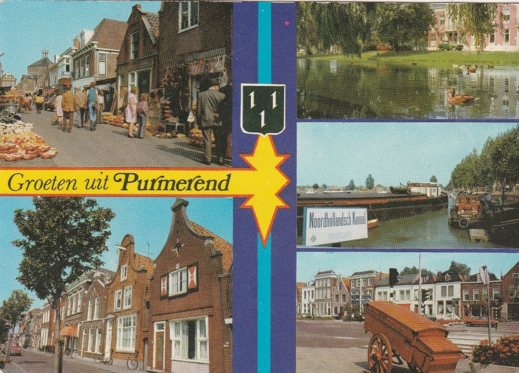PURMEREND Centrum Gevels Kanaal Kar Groeten, Verzamelen, Verzenden, 1960 tot 1980, Gelopen, Noord-Holland