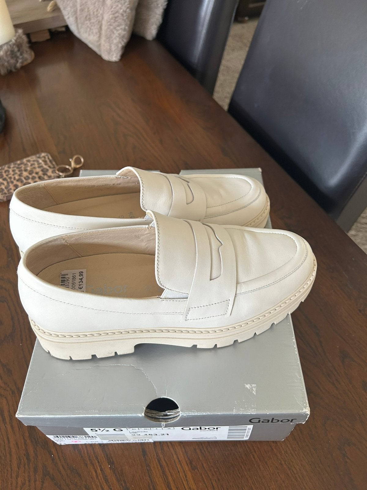 Gabor instappers creme kleur maat 38/5 zgan, Ophalen of Verzenden, Zo goed als nieuw, Beige, Instappers