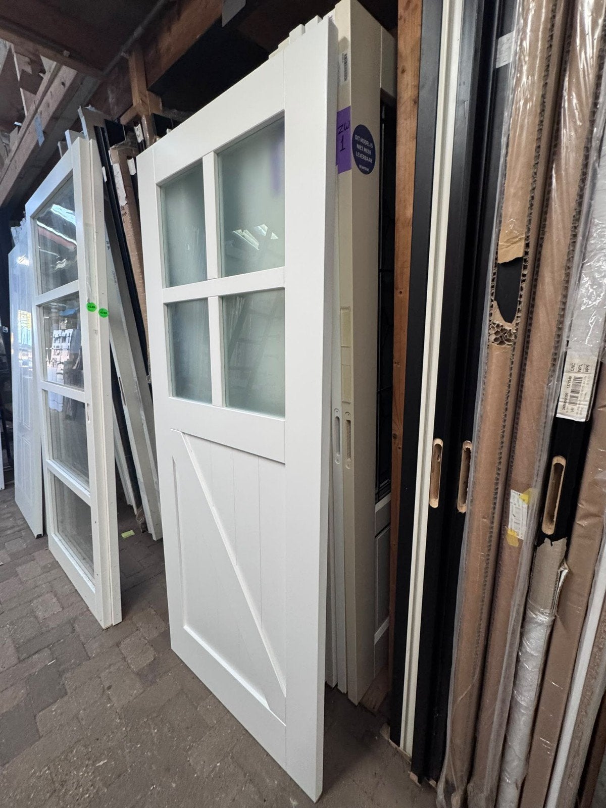 83x201,5cm binnendeur stomp paneel incl mat glas ZW11, Doe-het-zelf en Verbouw, Ophalen, ., Binnendeur, Nieuw