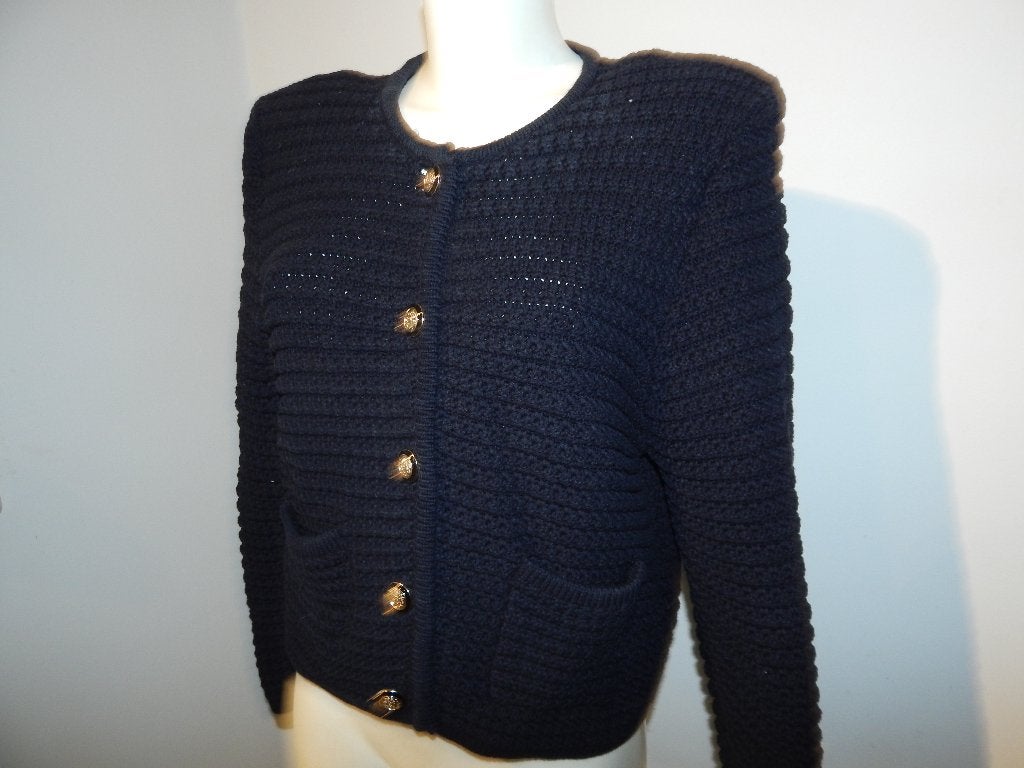 BA&SH chique grof gebreid vest gouden sier knopen 4/42, Verzenden, Zwart, Maat 42/44 (L), Zo goed als nieuw