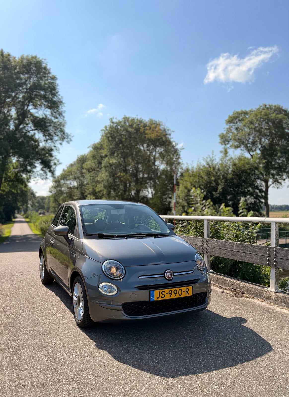 Vlotte grijze Fiat 500 0.9 TwinAir 80pk uit 2016, Voorwielaandrijving, Stof, 905 kg, Origineel Nederlands