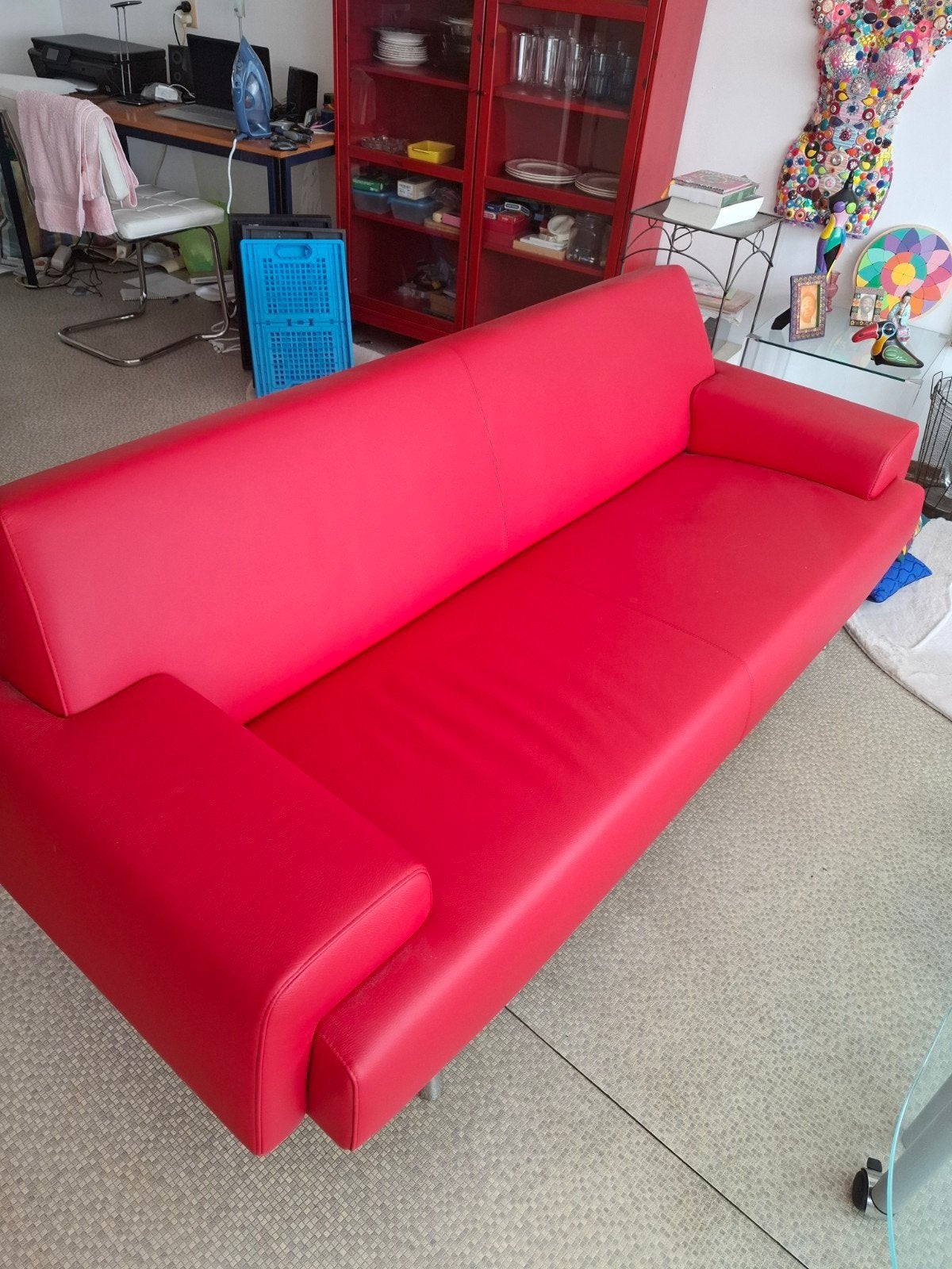 Design leren bank Havek Sky, Ophalen, Minder dan 75 cm, Driepersoons, Leer