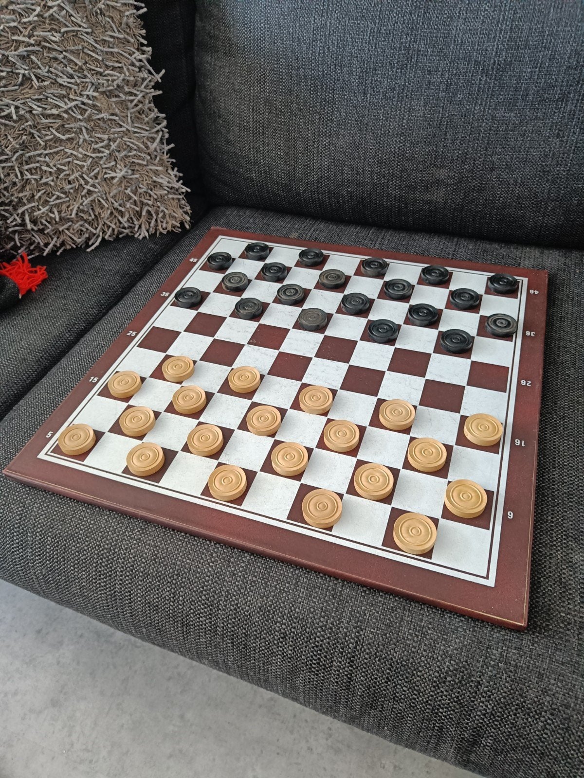 XL Dambord met Damstenen - 48x48 cm, Een of twee spelers, Ophalen of Verzenden, Gebruikt