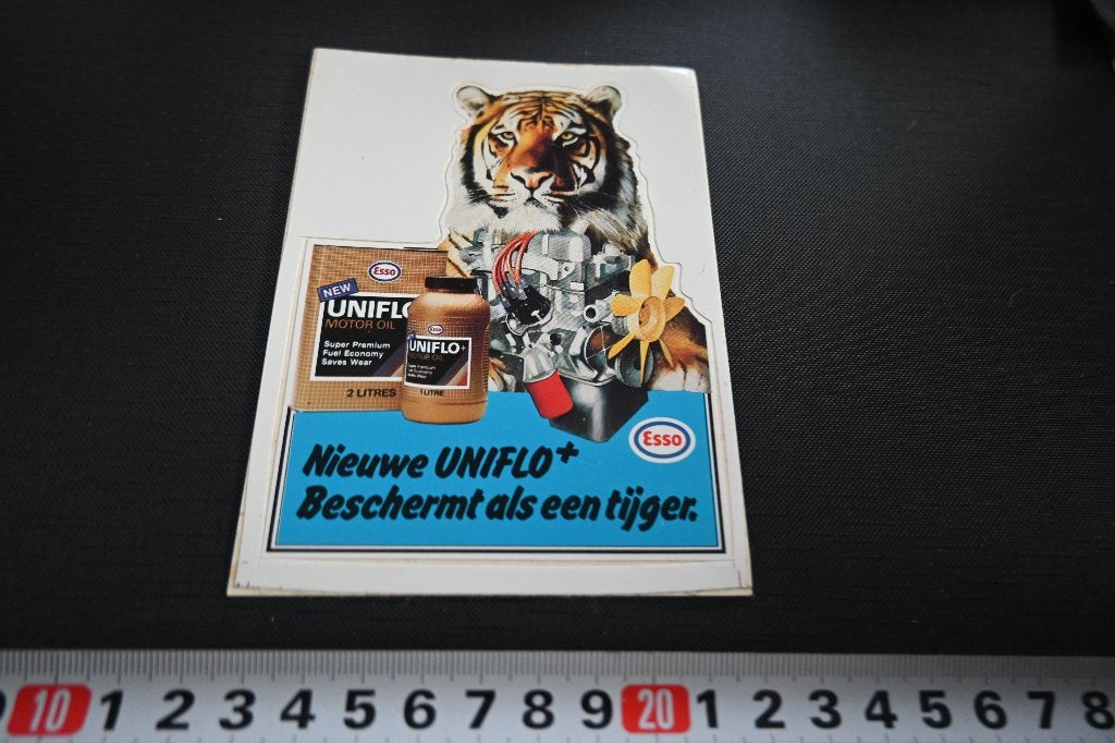 sticker auto ESSO nieuwe uniflo+ beschermt als een tijger *, Ophalen of Verzenden, Zo goed als nieuw