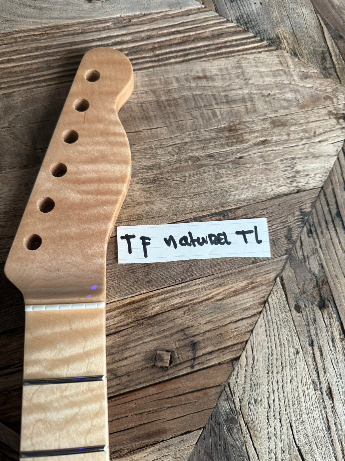 Tele tigerflame Maple neck-21 fr-poly fin” FL nat TL yewu D, Verzenden, Geen, Geen, Jpsg