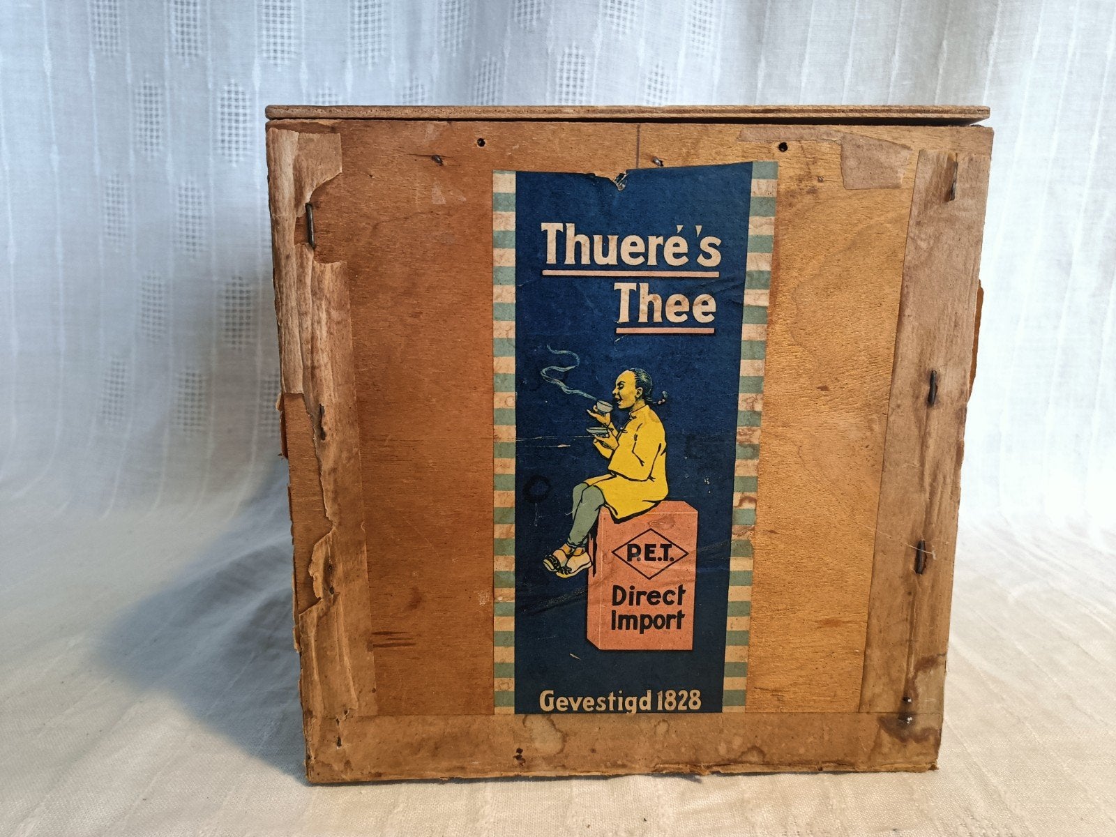 Vintage. Houten theekist. 18, Antiek en Kunst, Ophalen of Verzenden