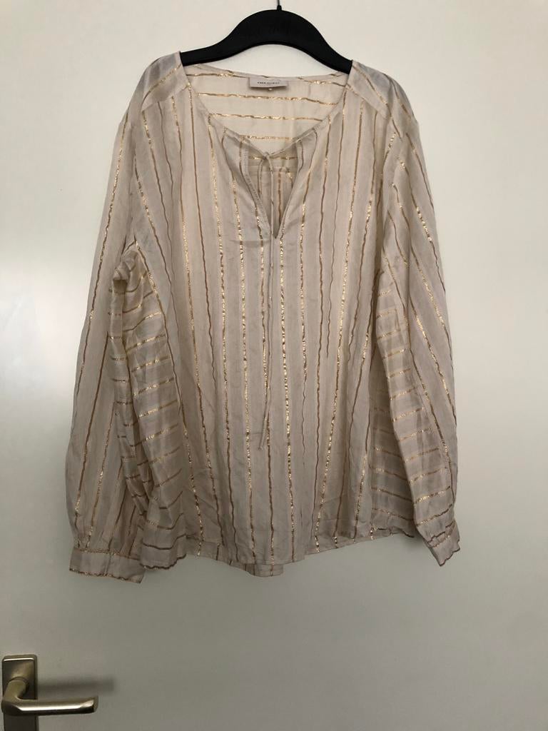 Elegante Blouse Tuniek met Gouden Draad FreeQuent S, Kleding | Dames, Ophalen of Verzenden, Zo goed als nieuw, Maat 36 (S), Beige