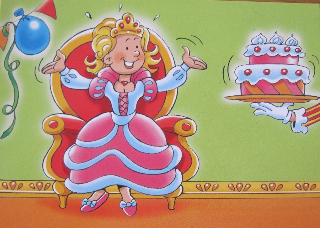 Prinses viert verjaardag met taart en ballonnen - nieuw, Ophalen of Verzenden, 1980 tot heden, Ongelopen, Overige thema's