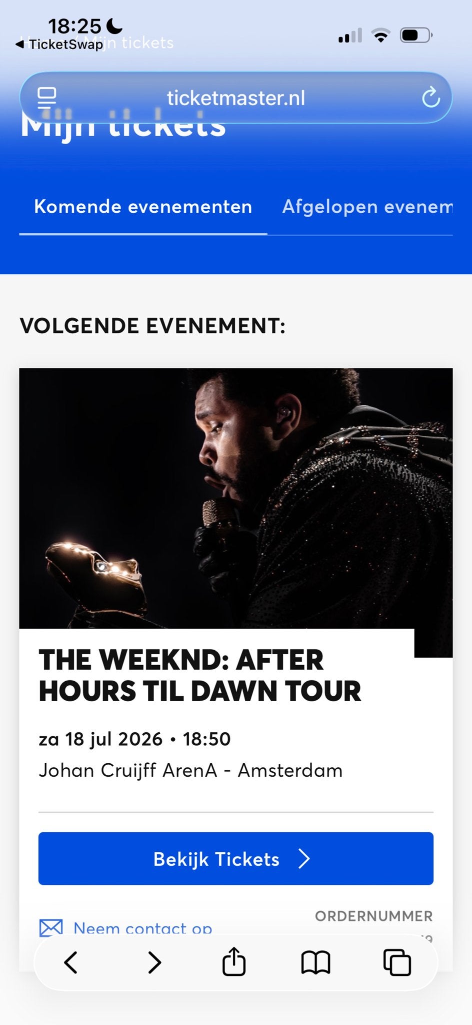 Ticket The Weeknd 18 juli, Tickets en Kaartjes, Eén persoon, Juli