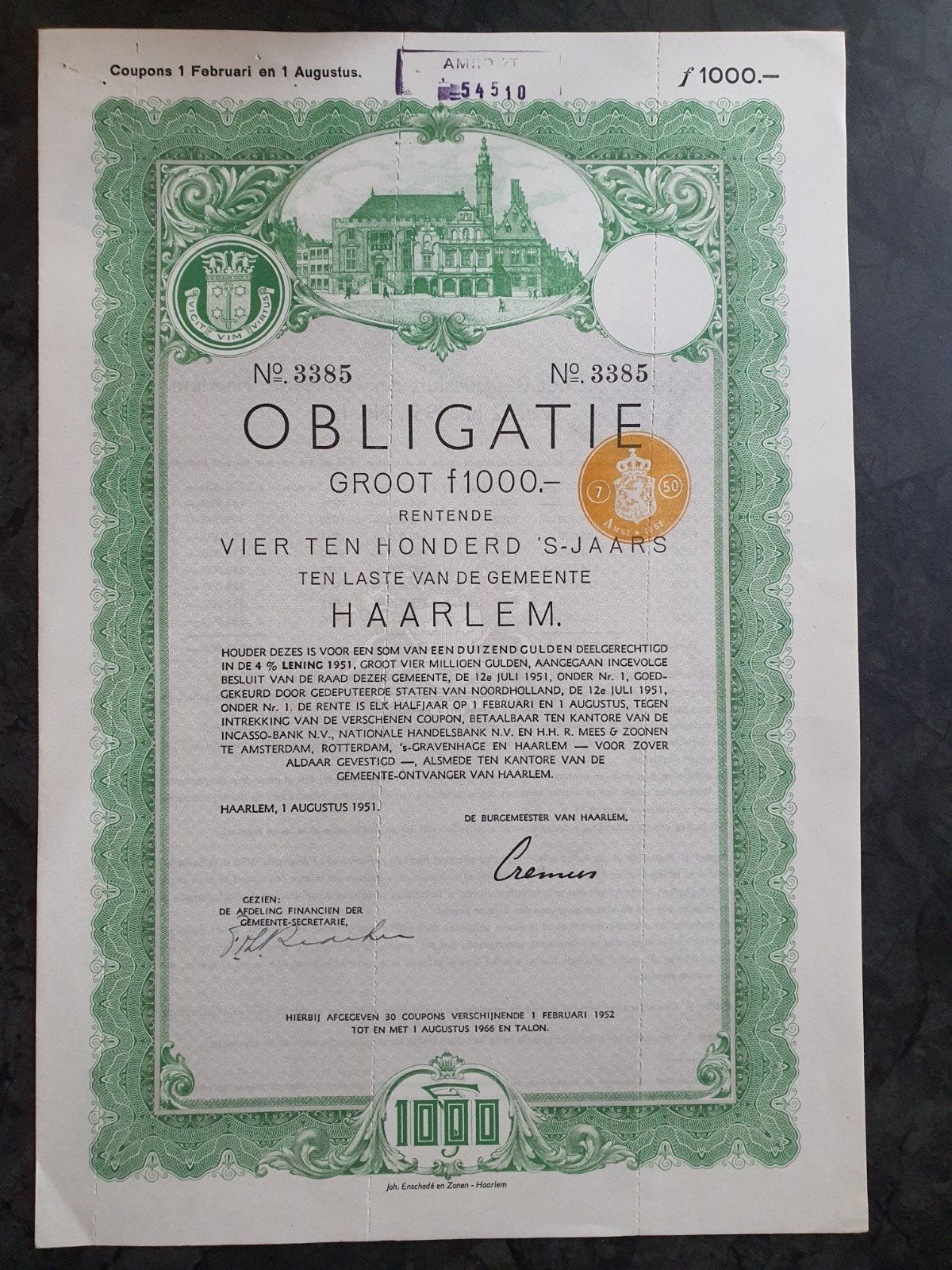 Obligatie, Ophalen, Voor 1920