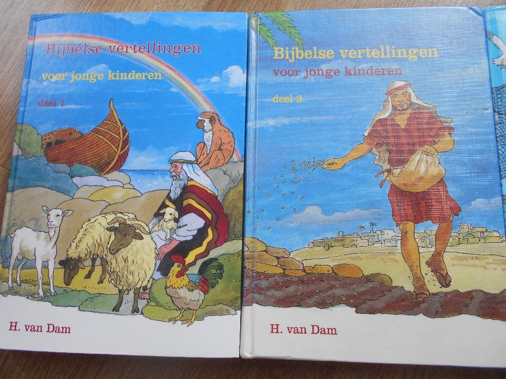H. van Dam Deel 1 t/m 3 Bijbelse vertellingen voor jonge, Ophalen of Verzenden, Zo goed als nieuw, Christendom | Protestants