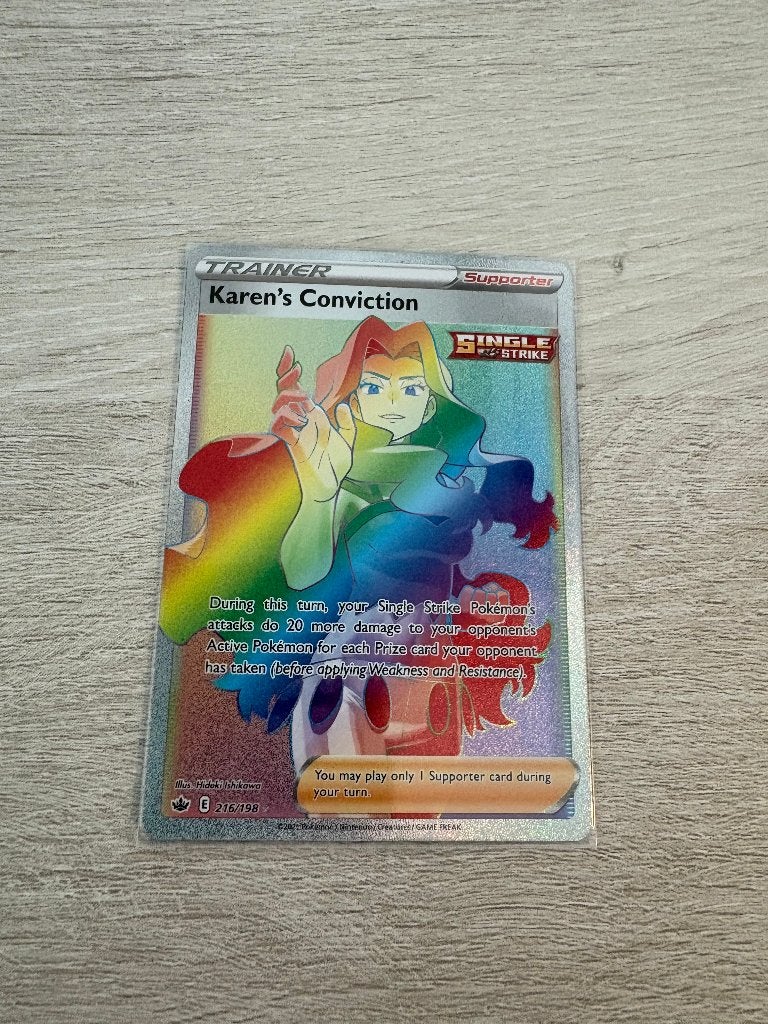 Karen's Conviction 216/198 Chilling Reign - Pokémon Kaart, Ophalen of Verzenden, Nieuw, Losse kaart, Foil