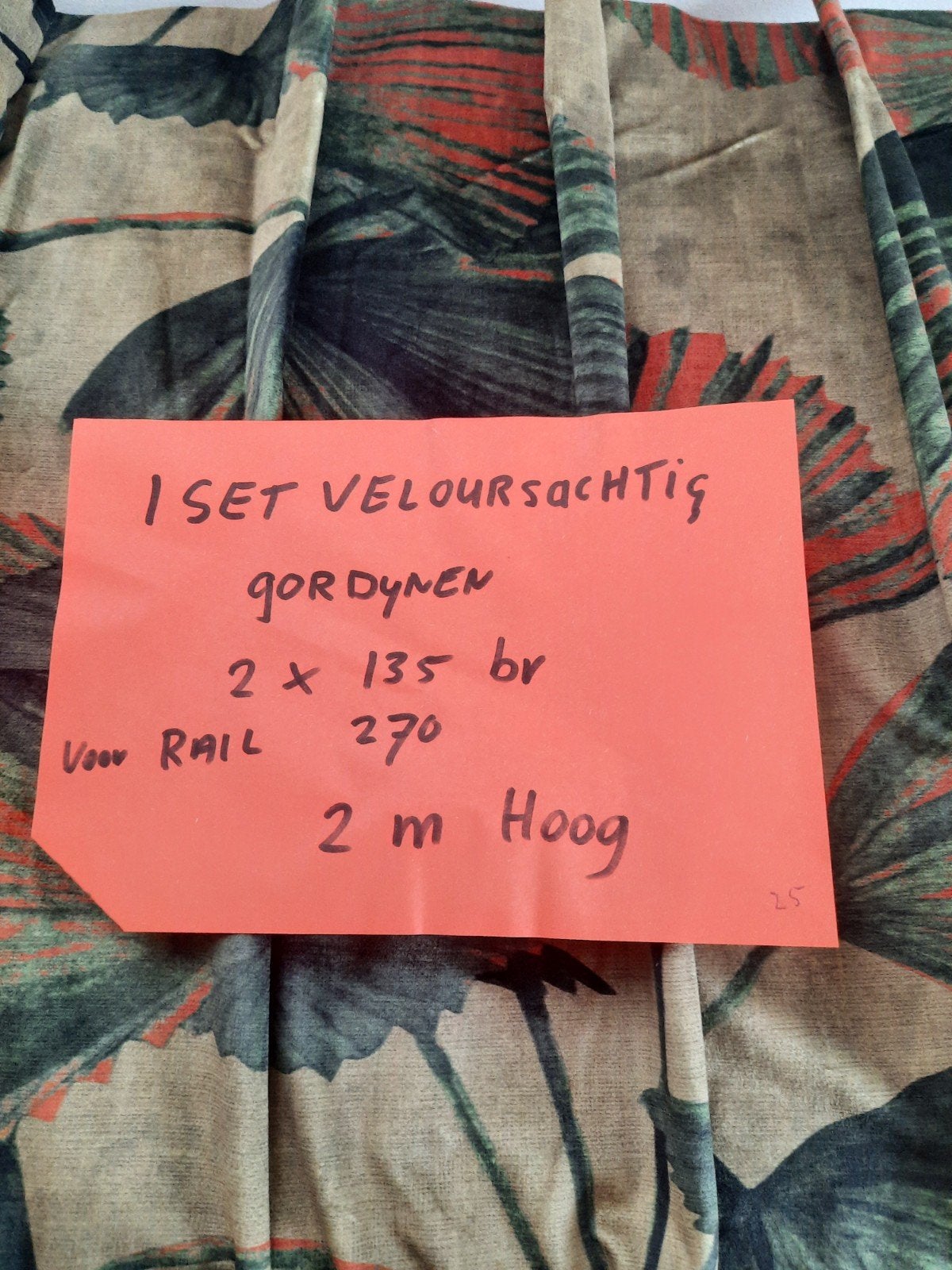 1set velourachtig gordijnen 2x135 br rail v 270 2m hoog, 270 cm, Nieuw, Ophalen of Verzenden, 200 cm