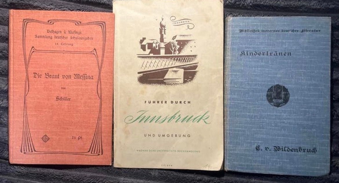 Drie Oude Duitse Boeken: Schiller, Wildenbruch & Reisgids, Antiek en Kunst, Antiek | Boeken en Bijbels, Ophalen of Verzenden