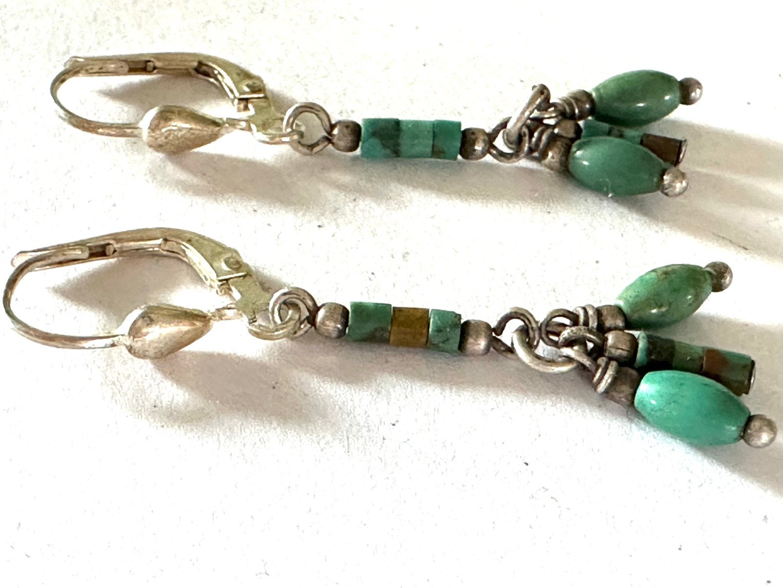 Zilveren Navajo Turquoise oorbellen, Sieraden, Tassen en Uiterlijk, Overige materialen, Gebruikt, Verzenden, Met edelsteen