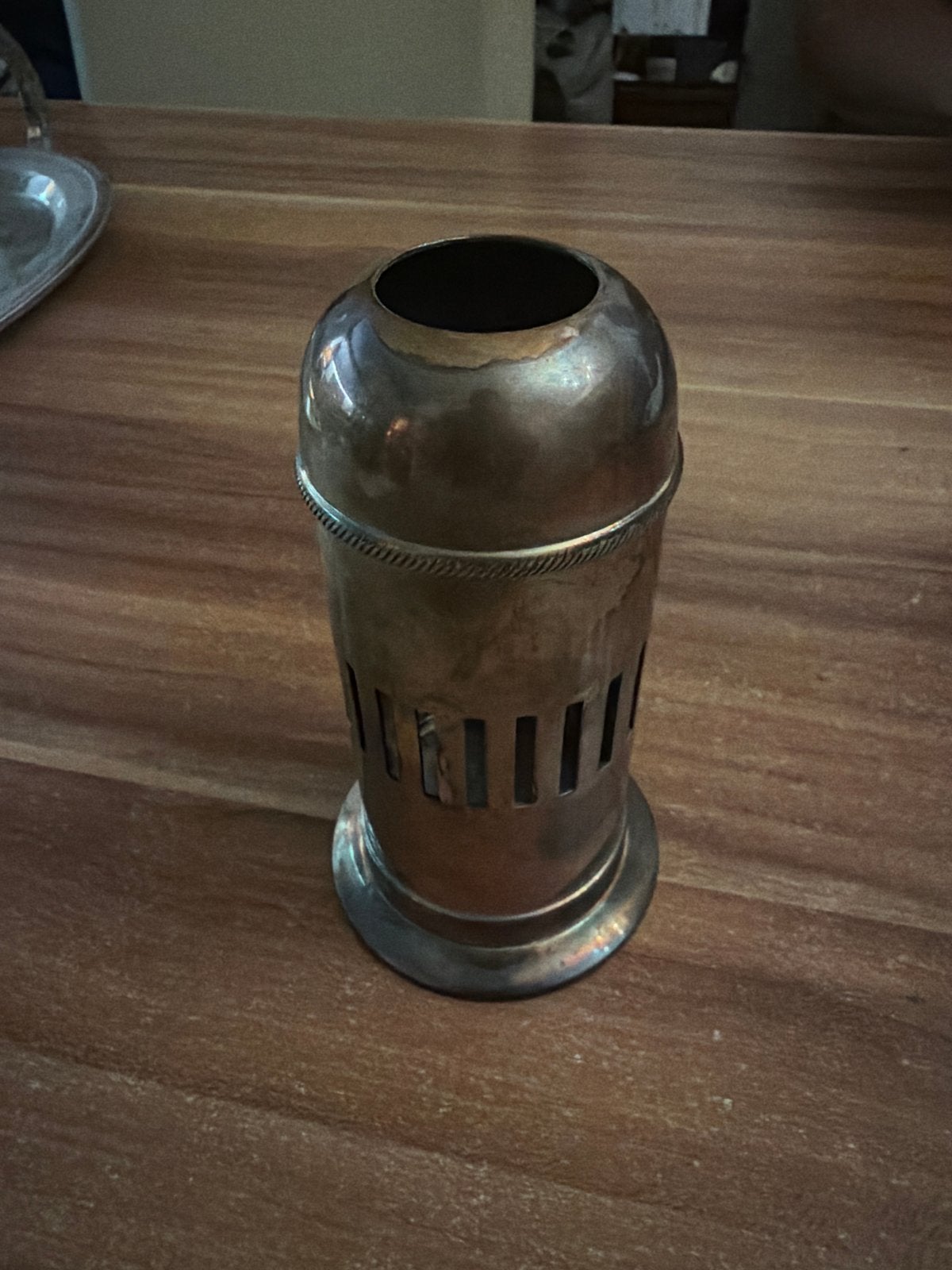 Vintage verzilverde houder met sleuven, Ophalen of Verzenden