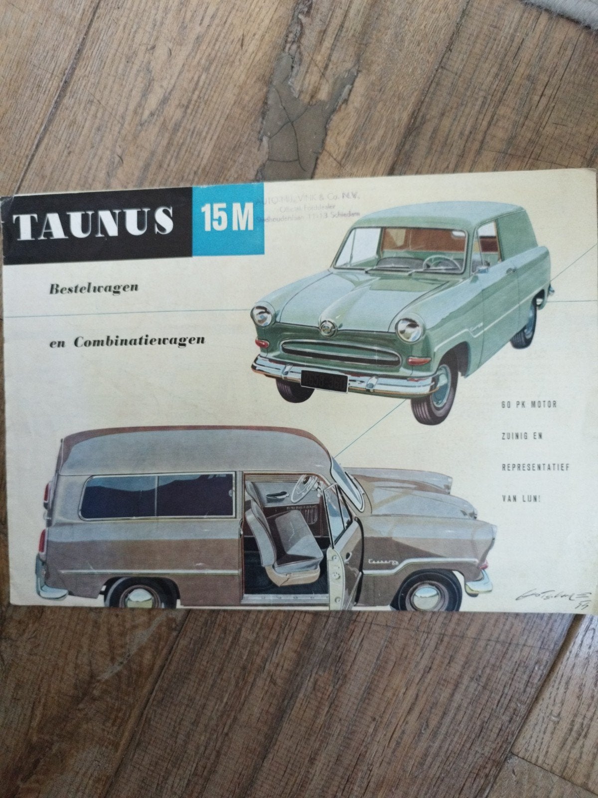 Ford Taunus 15M Bestel- en Combinatiewagen brochure 1956, Ford, Ophalen of Verzenden, Zo goed als nieuw, Ford