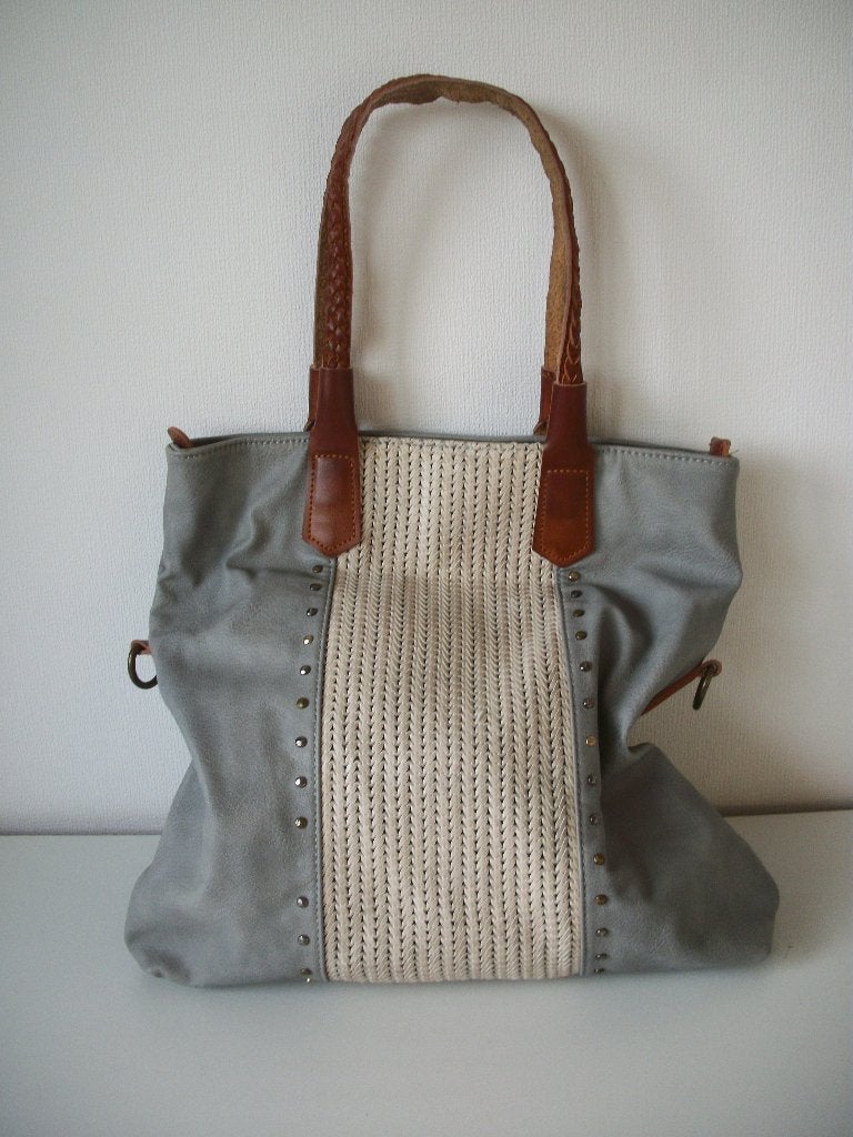 Damestas met 2 Hengsels - Grijs Beige - Mandoline - Nieuw, Ophalen of Verzenden, Nieuw, Beige, Handtas