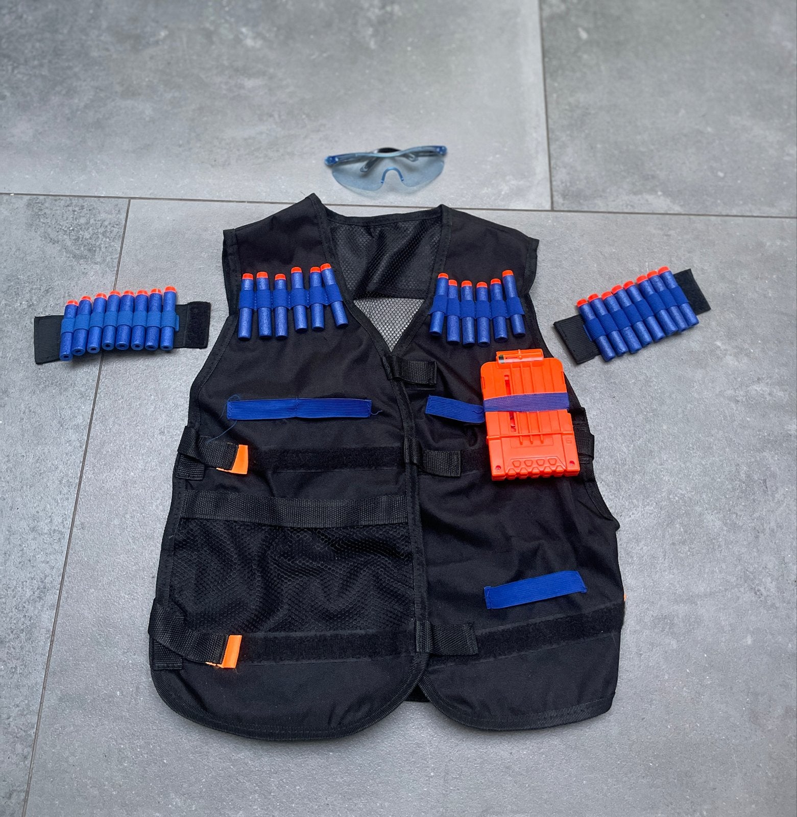Nerf Elite Tactisch Vest Set met Bril en Munitiehouders, Ophalen of Verzenden, Zo goed als nieuw, Jongen of Meisje
