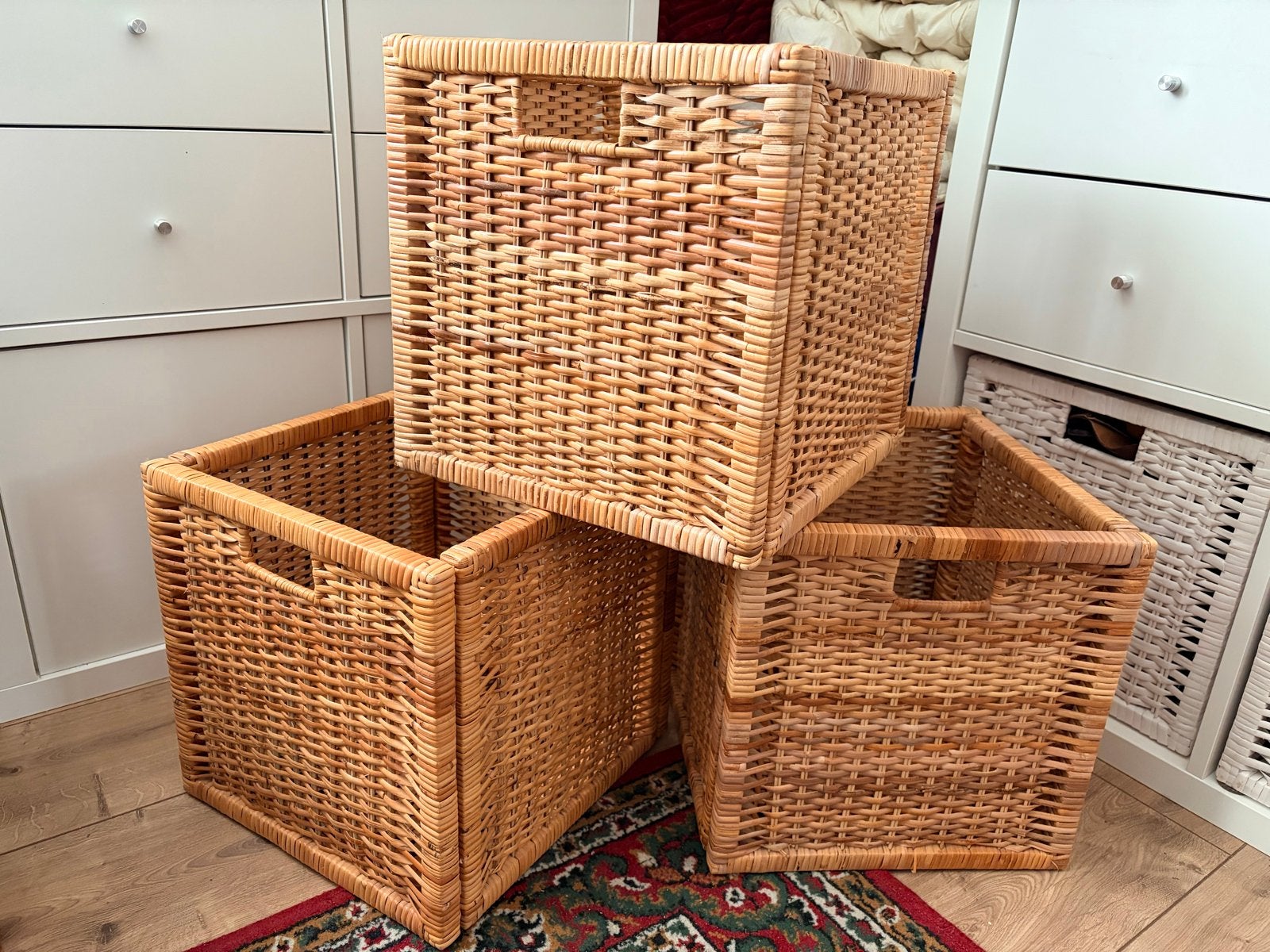 3 rieten manden voor IKEA Kallax kast, Ophalen, Gebruikt, Gevlochten, Mand