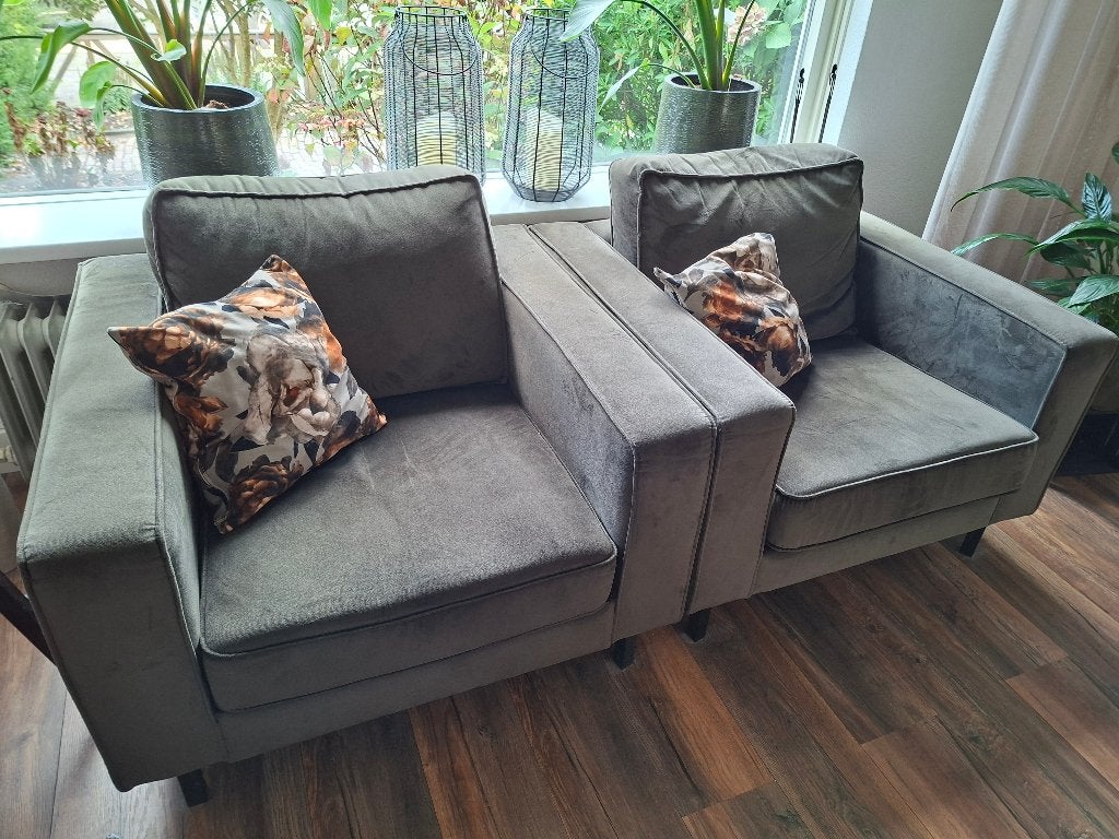 Fauteuils groen stof, Huis en Inrichting, Fauteuils, Ophalen, Gebruikt, 75 tot 100 cm, 75 tot 100 cm