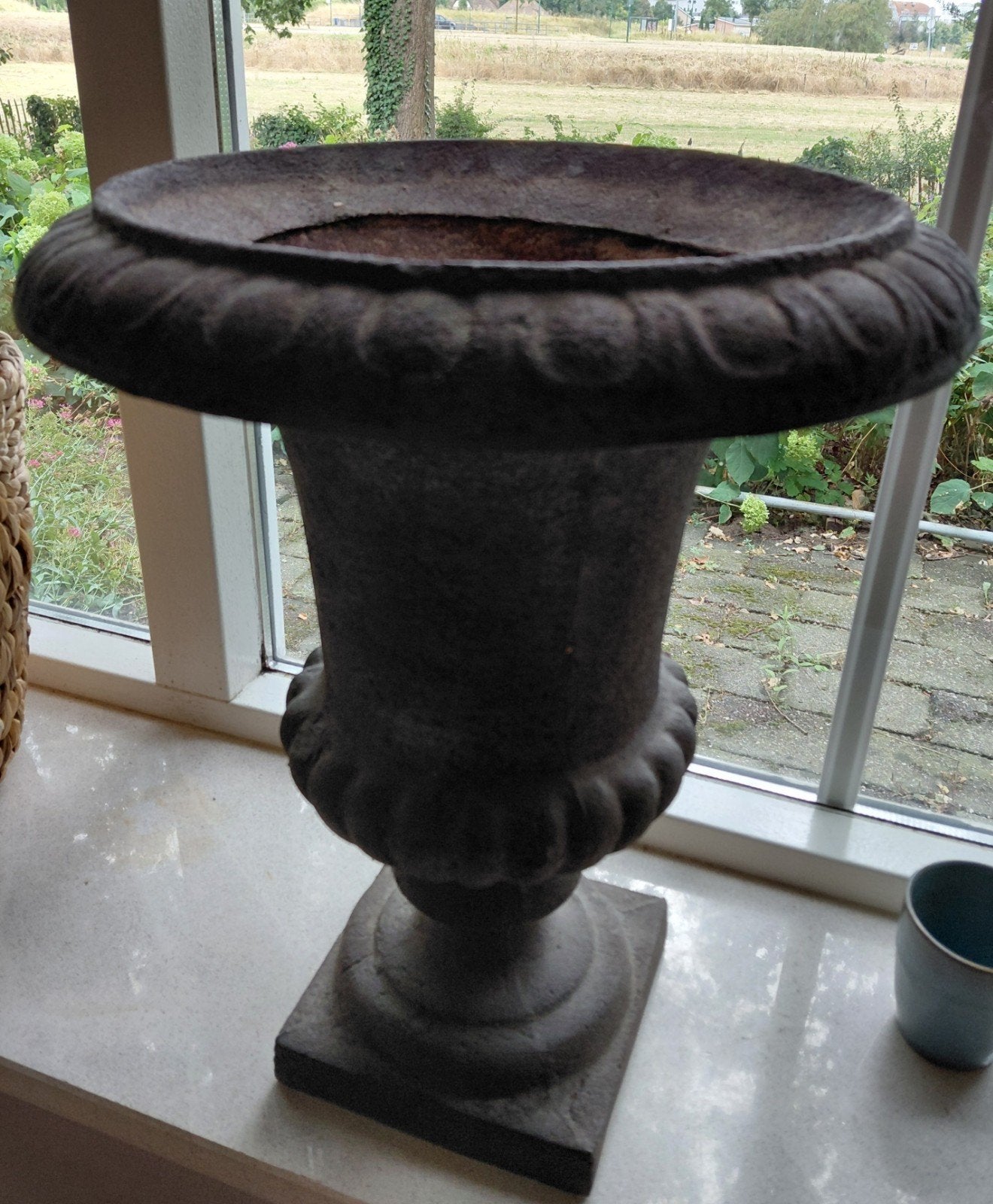 Franse pot roestkleurig polyester voor binnen/buiten, Tuin en Terras, Ophalen of Verzenden, Gebruikt