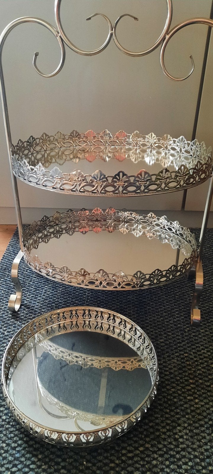 Decoratieve etagère 60x4028 cm, Ophalen, Metaal, Zilver, Klassiek