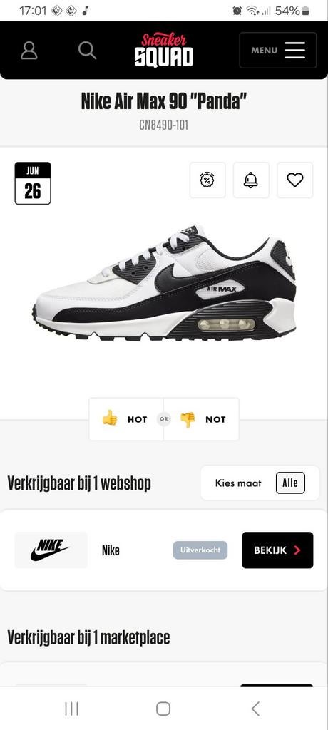 Nike Air Max 90 Panda, Kleding | Heren, Schoenen, Ophalen of Verzenden, Nieuw, Zwart