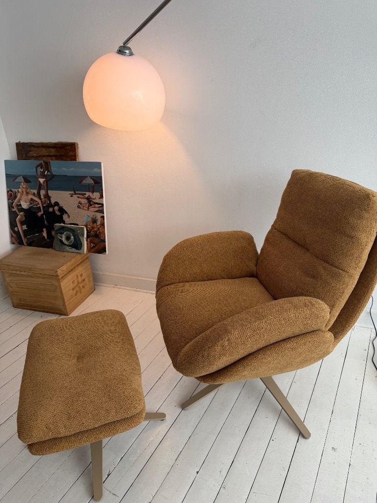 loungestoel met bijpassende hocker, Ophalen, Nieuw, 100 tot 125 cm, Stof