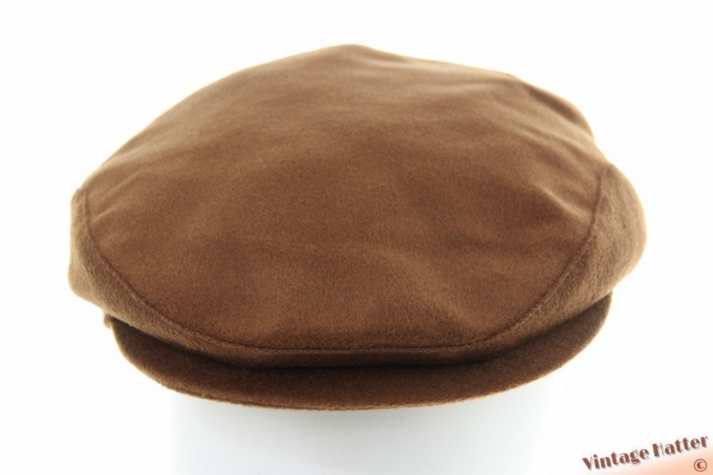 Vintage flatcap Platte pet bruine zachte stof 57,5, Ophalen of Verzenden, Zo goed als nieuw, 57 cm (M, 7⅛ inch) of minder, Pet