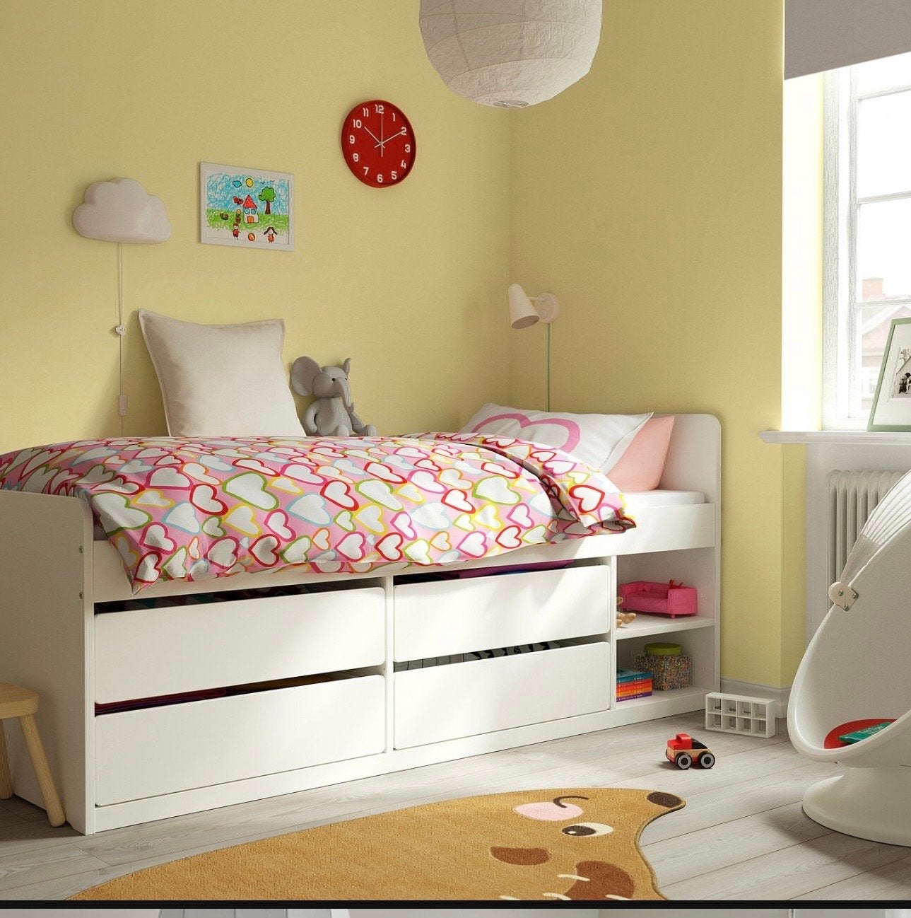 IKEA SLÄKT bed met opbergruimte - Zo goed als nieuw, Ophalen, Eenpersoons, Wit, Zo goed als nieuw