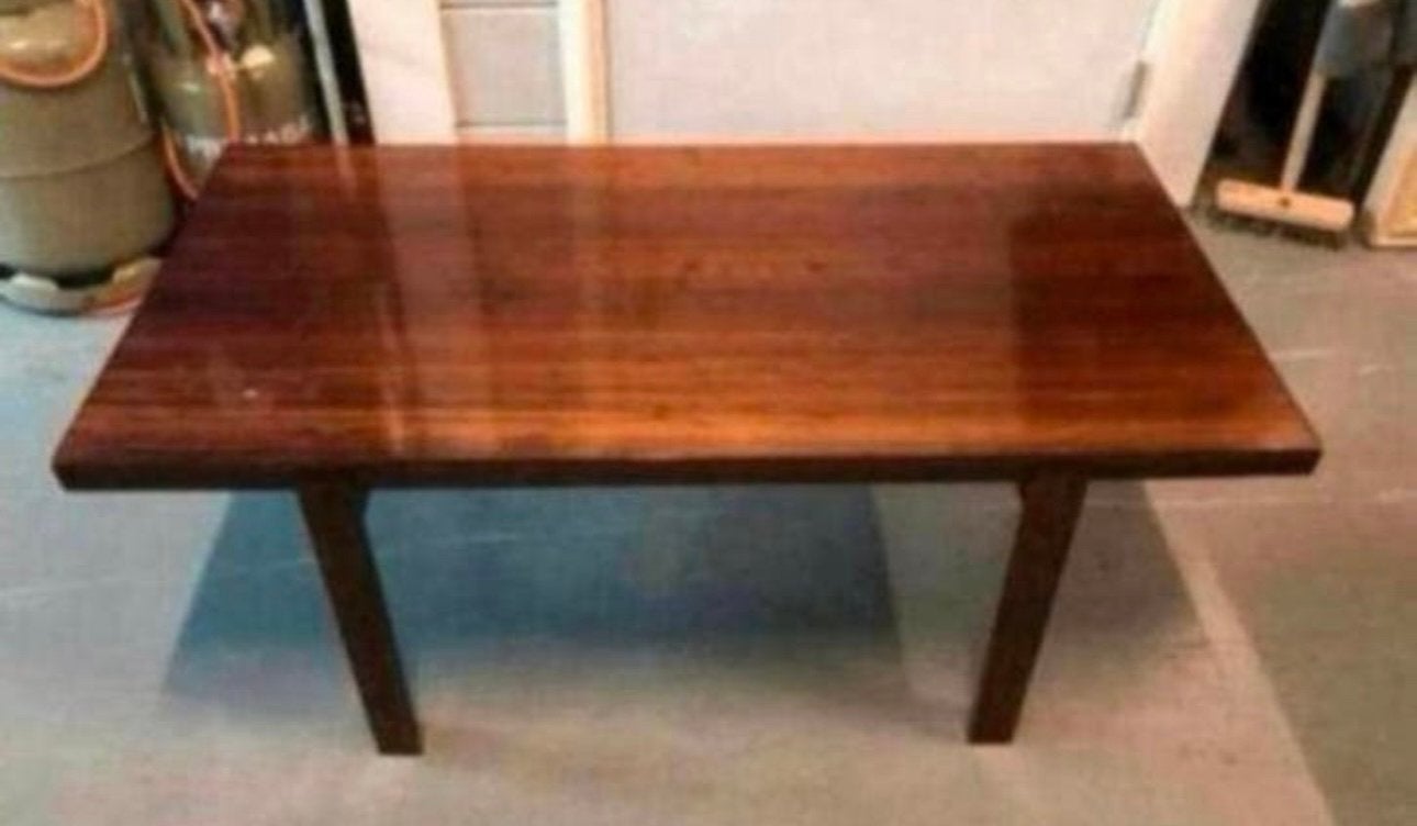 Hout gelakte salontafel uit de jaren 60 70 mid-century, Huis en Inrichting, Tafels | Salontafels, Ophalen, 100 tot 150 cm, 50 tot 100 cm
