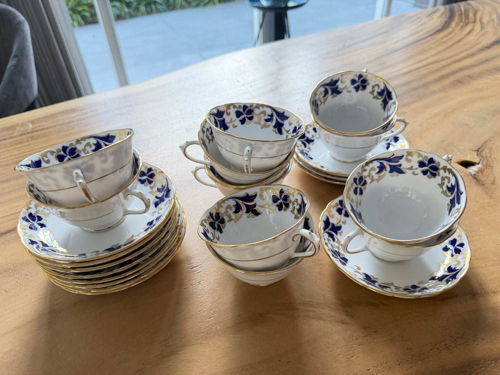 7x Tuscan kop & schotels kobaltblauw/goud – €15 per stuk, Antiek en Kunst, Ophalen of Verzenden