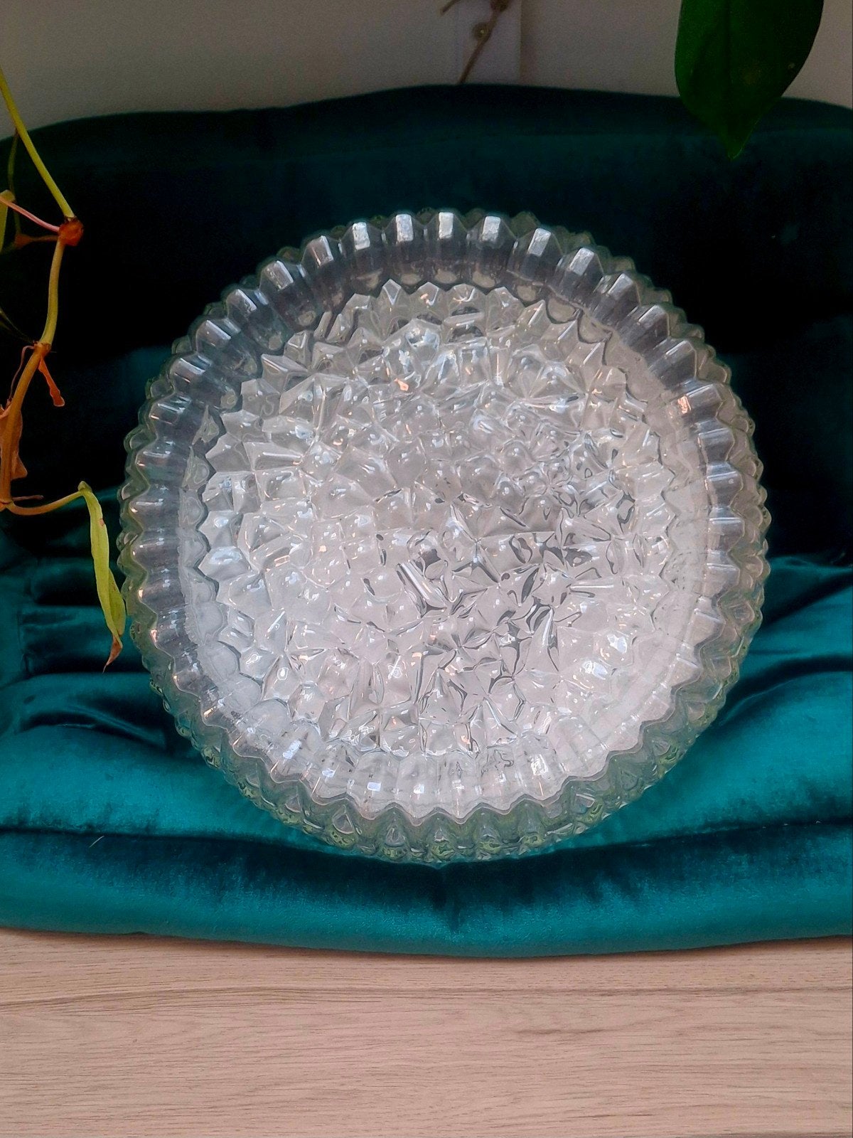 Blank glas vintage plafonnière., Ophalen of Verzenden