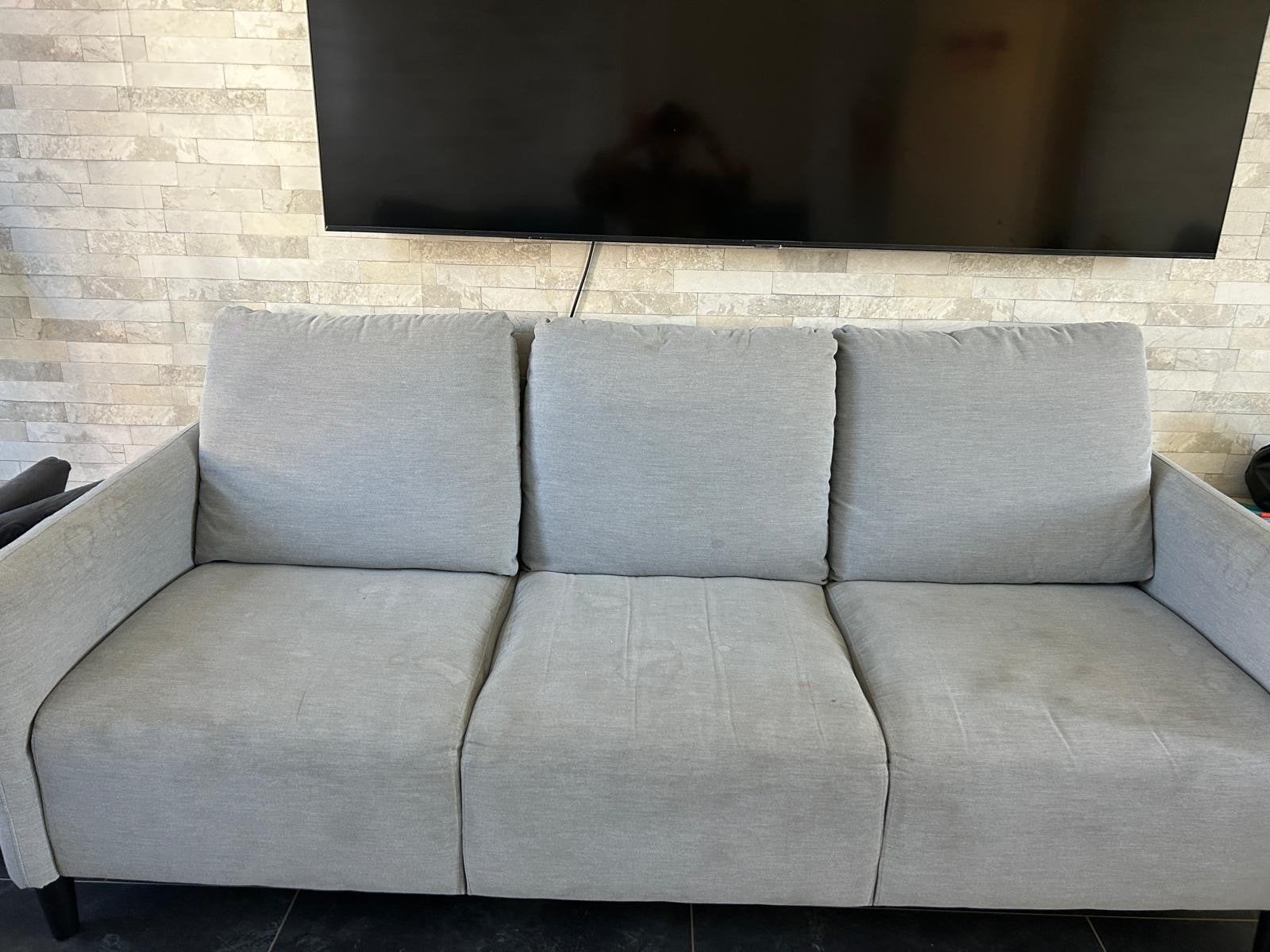 2 Ikea ANGERSBY 3-zitsbanken - Grijs, Ophalen, Gebruikt, Driepersoons, 75 tot 100 cm
