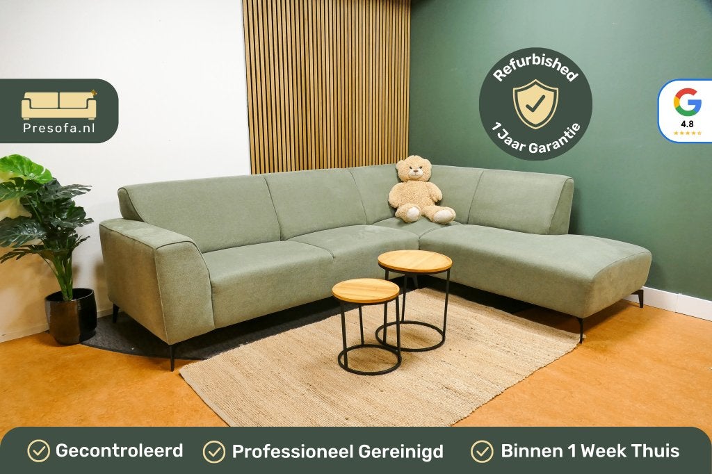 Moderne Hoekbank Mint Groen [Refurbished], 250 tot 300 cm, -, -, Hoekbank