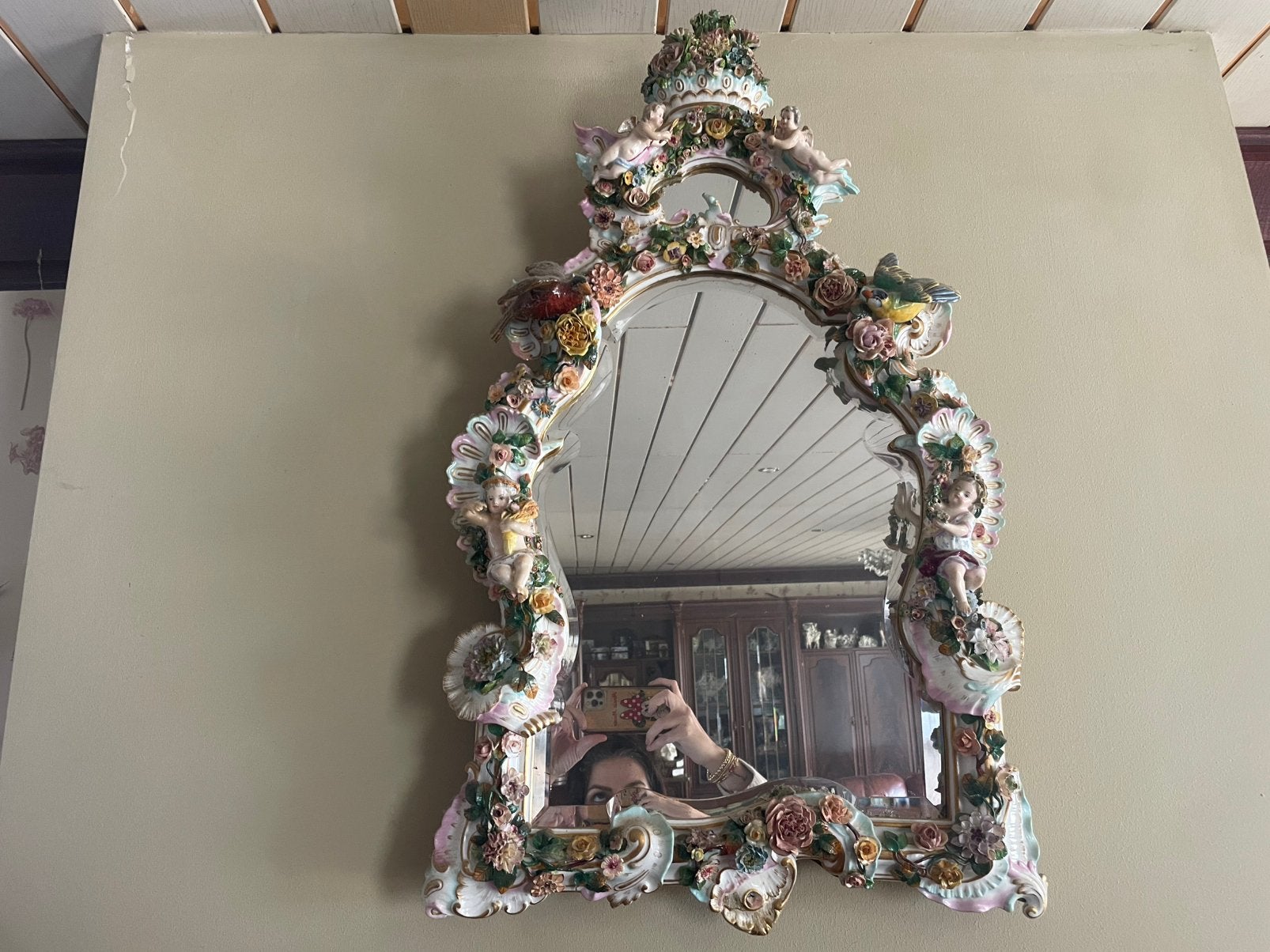 Antieke rococo wandspiegel, Sieraden, Tassen en Uiterlijk, Overige materialen, Gebruikt, Overige kleuren, Ophalen