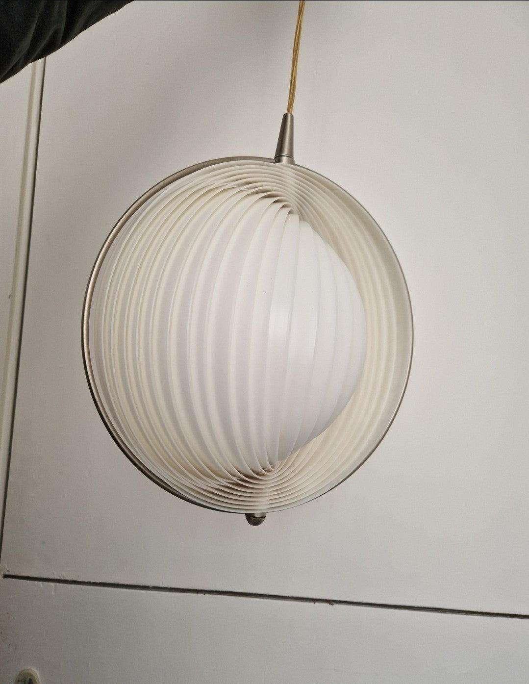 Vintage moon lamp lamellen lamp hanglamp design, Ophalen of Verzenden