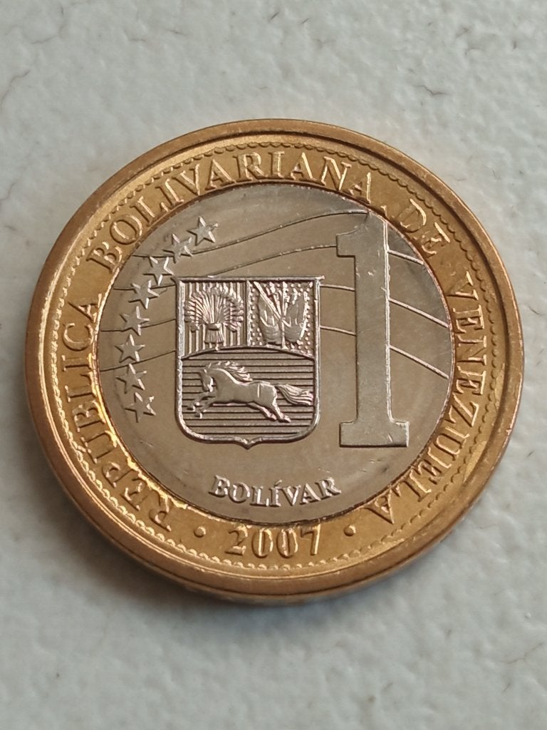 Venezuela 1 bolivar 2007., Ophalen of Verzenden, Zuid-Amerika, Losse munt