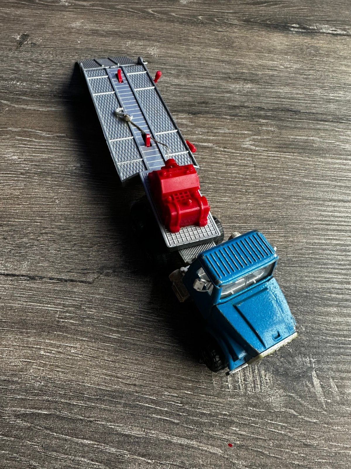Vintage Majorette Vrachtwagen met Dieplader - Made in France, Ophalen of Verzenden, Zo goed als nieuw